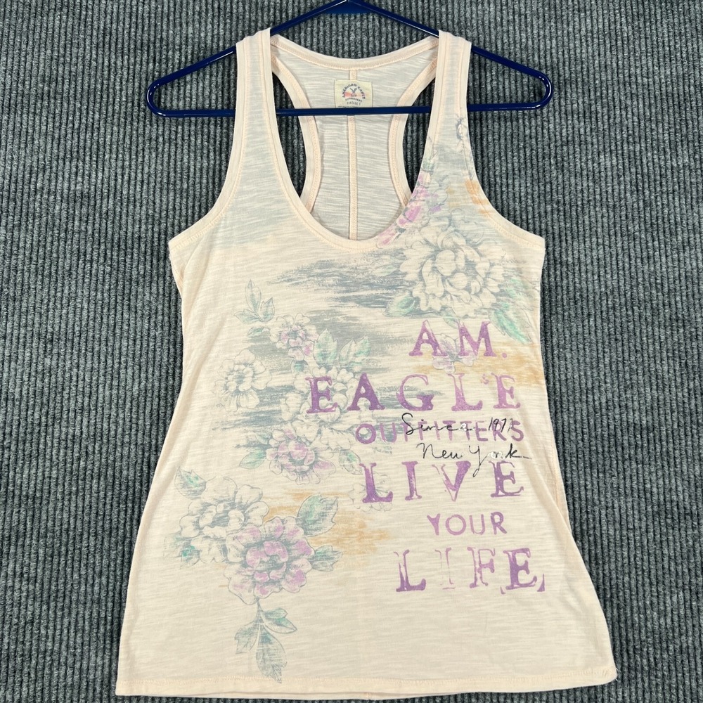 American Eagle Shirt Womens Small White Vintage T Sleeveless Tank Top